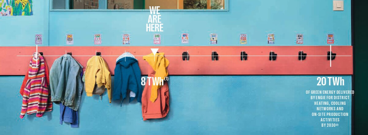 Colorful coats hanging on a wall-mounted rack in a bright room with blue and pink decor.
