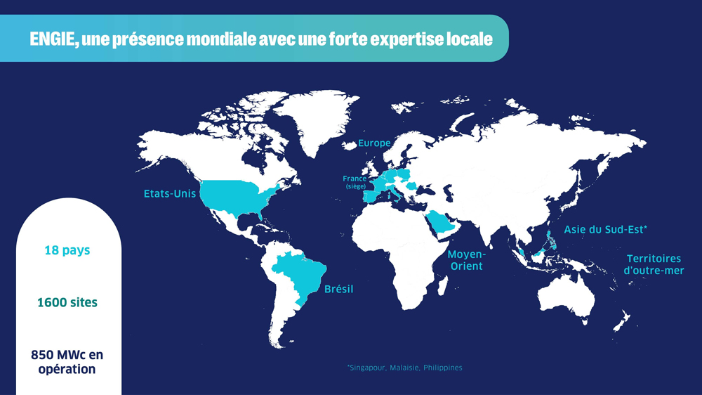 World map highlighting countries with ENGIE's presence and expertise.