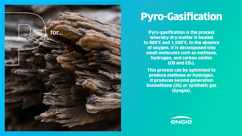 Close-up of textured wood representing pyro-gasification process.