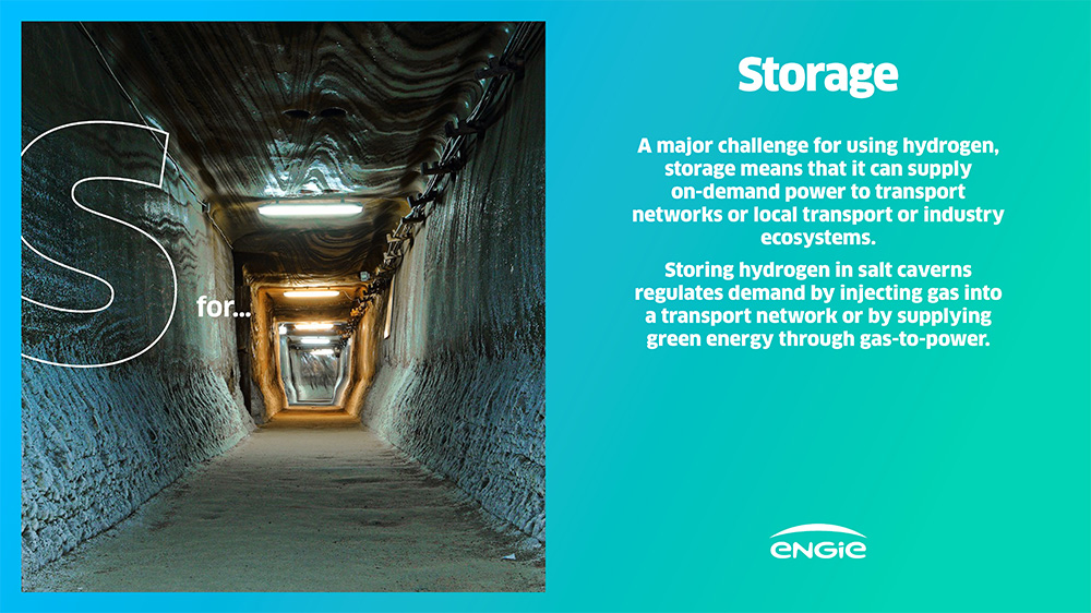 Underground tunnel with lighting, illustrating hydrogen storage concepts.