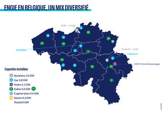 carte ENGIE en Belgique