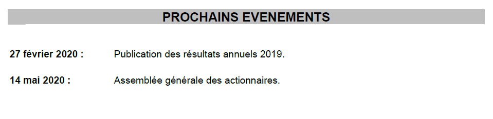 Prochains évènements