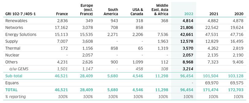 ENGIE Workforce 2022 – Area of activities